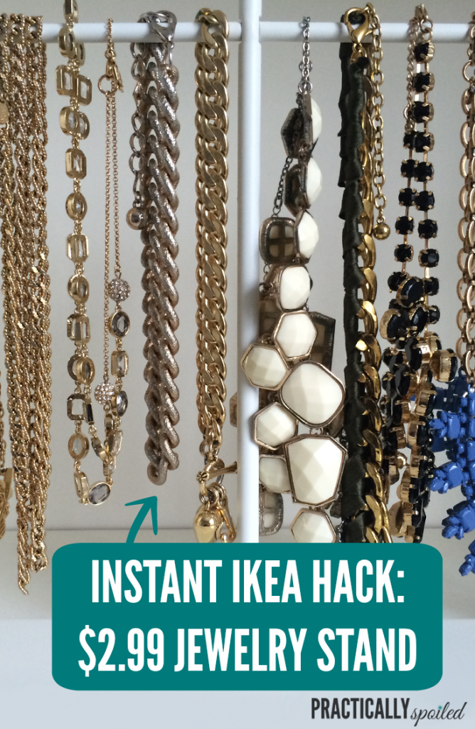 Instant Ikea Hack: $2.99 DIY Jewelry Stand - practicallyspoiled.com